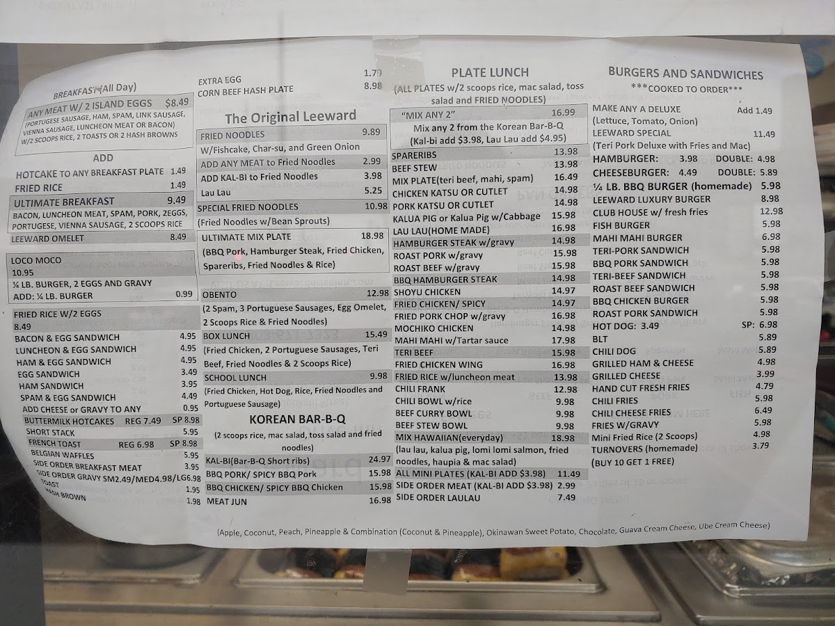 Leeward Drive-Inn Menu - Image 1